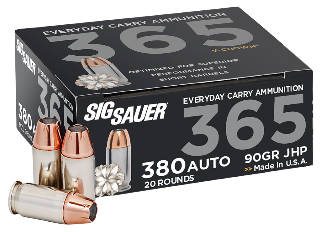 SIG SAUER E380A136520 ELITE V-CROWN 380ACP 90GR JHP 20 RNDS