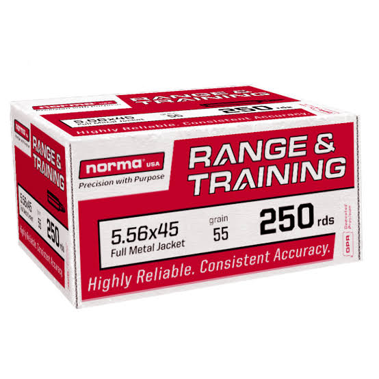 NORMA 701703514 RANGE & TRAINING 5.56MM 55 GRAIN FMJ 250 RNDS