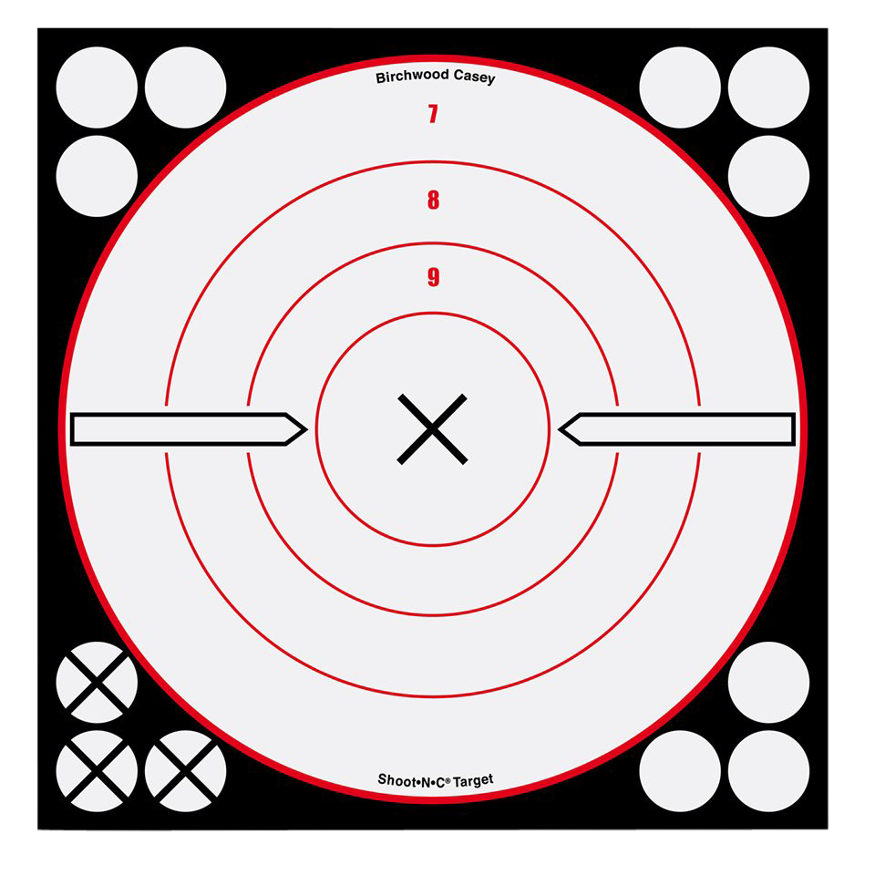 BIRCHWOOD CASEY SHOOT-N-C, BIR 34802          SHOOT-N-C 8"XBLLSYE WHT/BLK 6PK