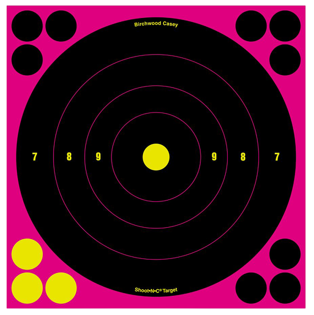 BIRCHWOOD CASEY SHOOT-N-C 8" PINK ROUND BULLSEYE TARGET 34808