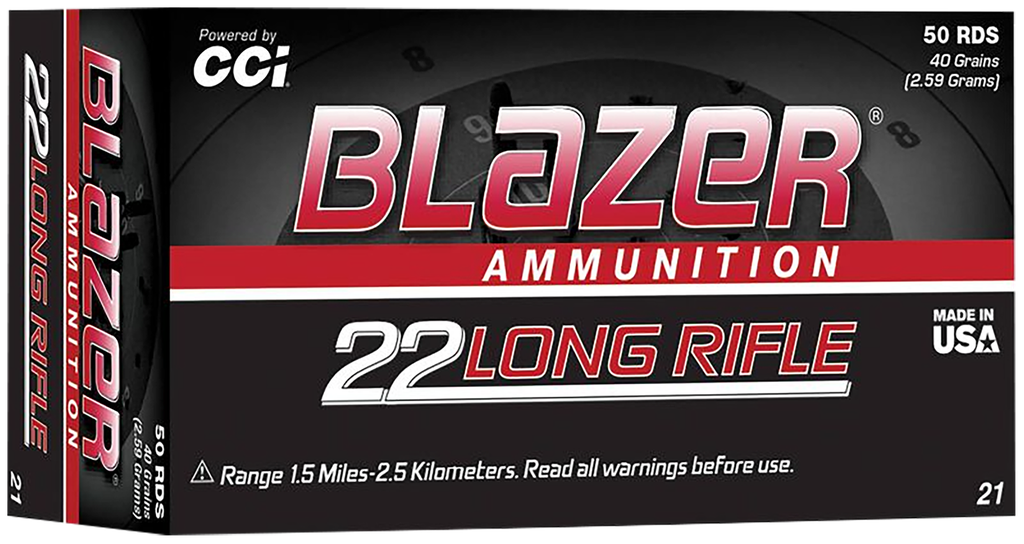 CCI 0021 BLAZER HIGH VELOCITY 22 LR 40 GRAIN LEAD ROUND NOSE 50 RNDS