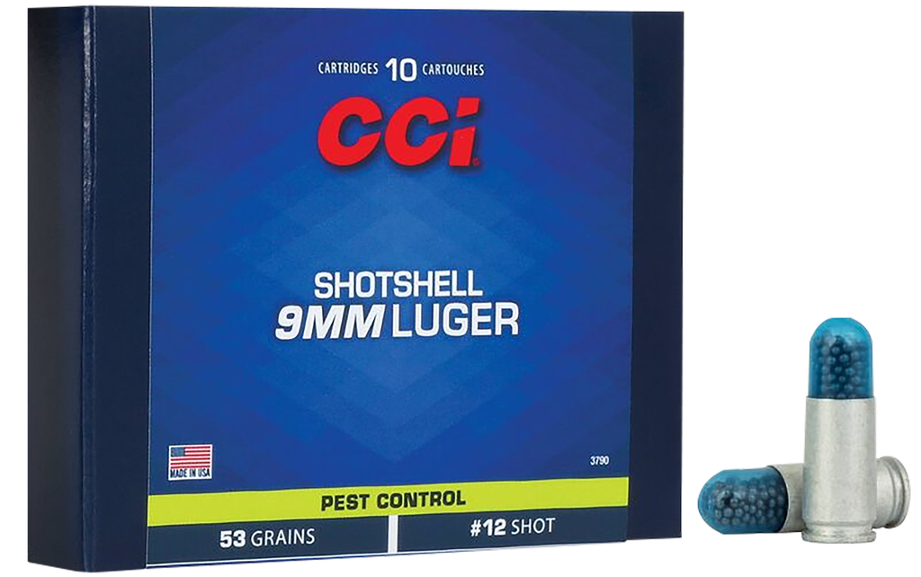 CCI 3790 PEST CONTROL SHOTSHELL 9MM LUGER 53 GRAIN #12 SHOT 10 RNDS
