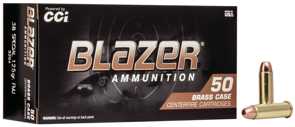 CCI 5204 BLAZER BRASS 38 SPECIAL 125 GR FMJ 50 RNDS 