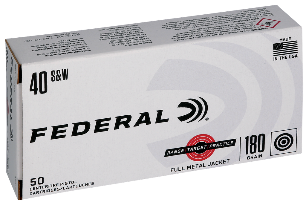 FEDERAL RTP40180 RANGE & TARGET 40 S&W 180 GRAIN FMJ 50 RNDS