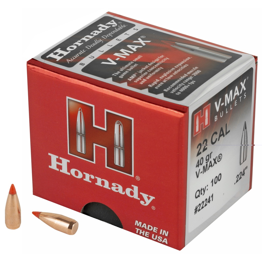 HORNADY 22241 V-MAX 22 CAL .224 40 GRAIN 100 COUNT