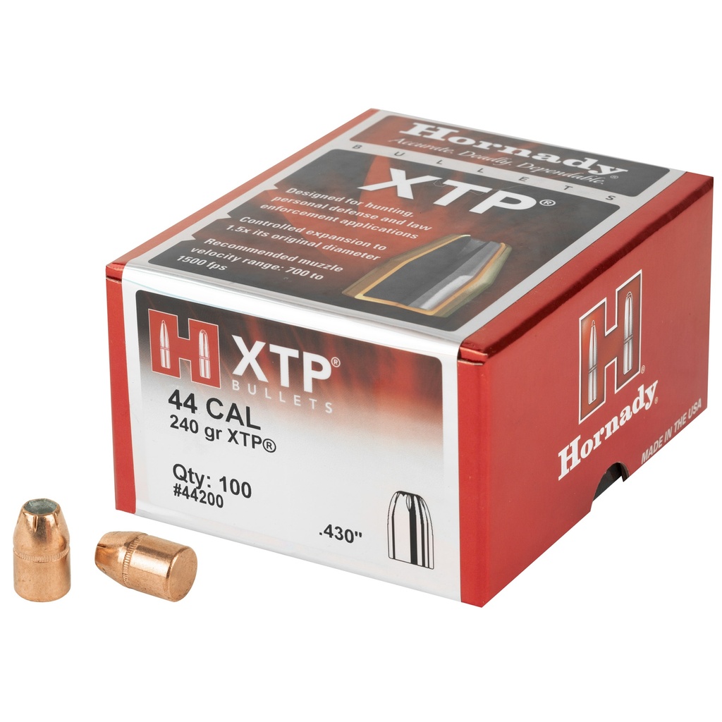 HORNADY 44200 XTP 44 CAL .430 240 GRAIN HOLLOW POINT 100 CNT