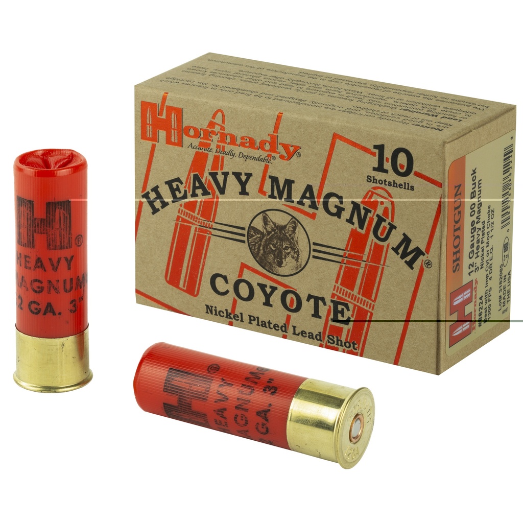 HORNADY 86224 HEAVY MAGNUM COYOTE 12 GAUGE 3" 1 OZ 00 BUCK SHOT 10 RNDS