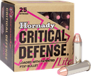 HORNADY 90240 CRITICAL DEFENSE 9MM 100 GR FTX LITE 25 RNDS