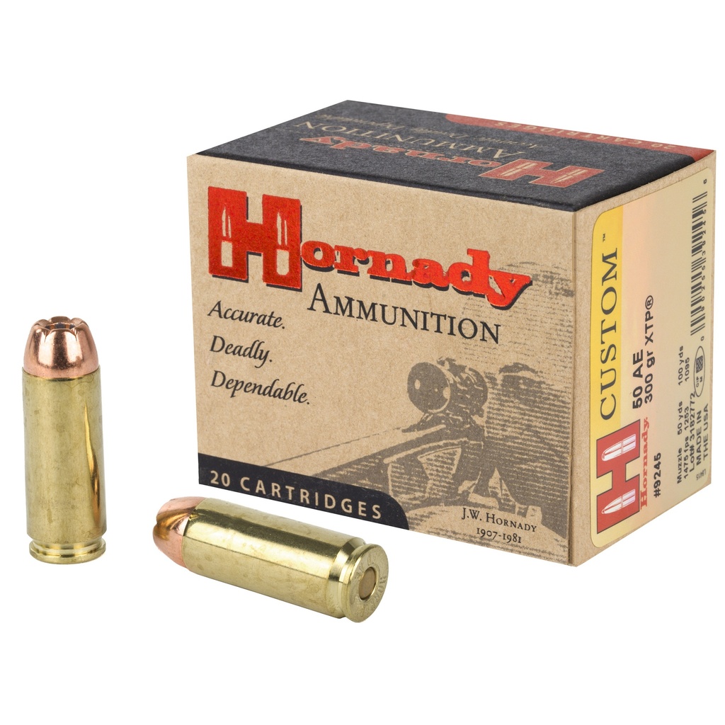 ORNADY 9245 CUSTOM 50 AE 300 GRAIN HORNADY XTP HOLLOW POINT 20 RNDS