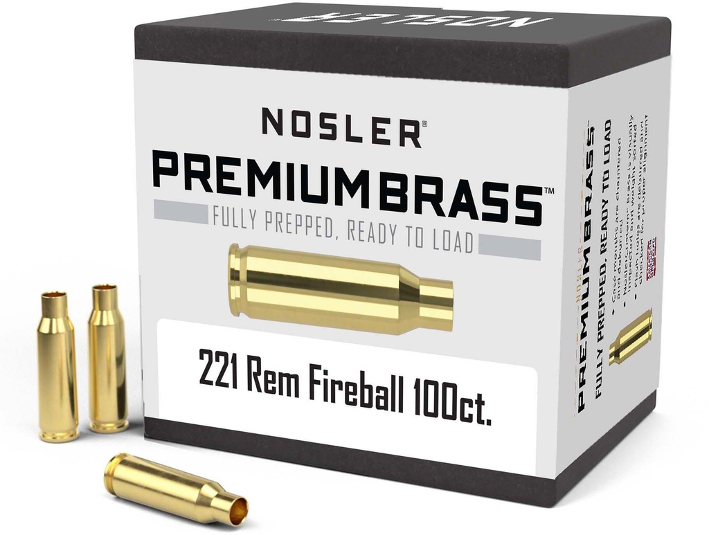 NOSLER 10078 CUSTOM BRASS 221 REMINGTON FIREBALL BRASS 100 RNDS