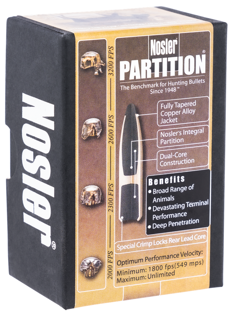 NOSLER 16330 PARTITION 30 CALIBER 165 GRAIN SPITZER 50 CNT