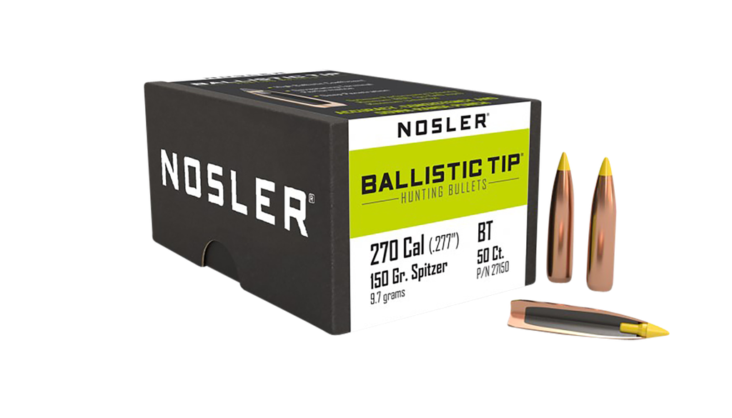 NOSLER 27150 BALLISTIC TIP 270 CALIBER 150 GRAIN SPITZER 50 CNT