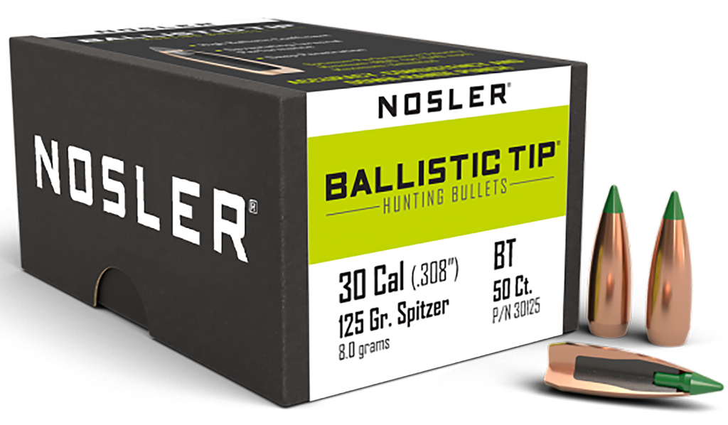 NOSLER BALLISTIC TIP, 30125 BLSTC HNT  30C 125 SPTZR  50