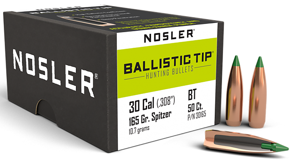 NOSLER 30165 BALLISTIC TIP 30 CALIBER 165 GRAIN SPITZER 50 CNT