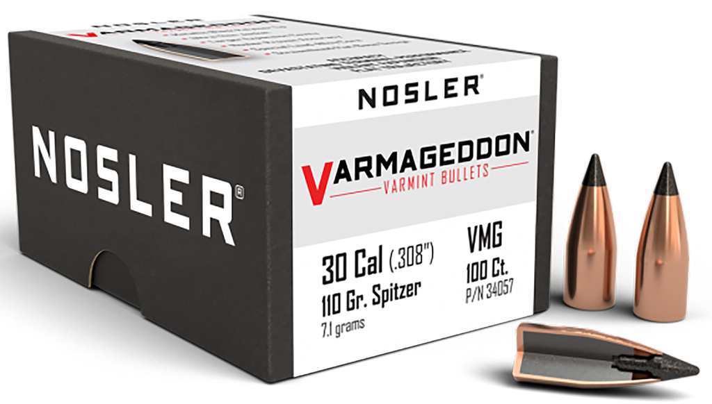 NOSLER 34057 VARMAGEDDON 30 CALIBER 110 GRAIN FLAT BASE TIPPED 100 CNT 