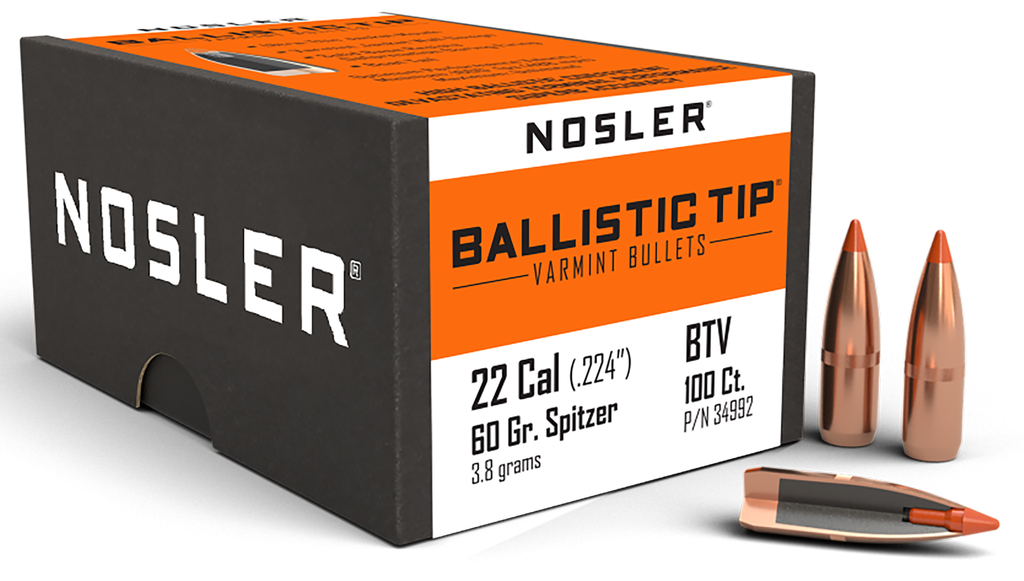 NOSLER 34992 BALLISTIC TIP 22 CALIBER 60 GRAIN SPITZER 100 CNT