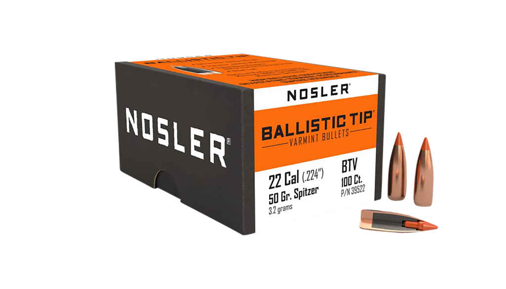 NOSLER 39522 BALLISTIC TIP 22 CALIBER 50 GRAIN SPITZER POINT 100 CNT