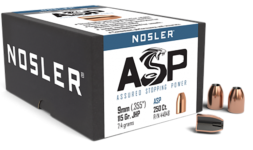 NOSLER 44848 ASSURED STOPPING POWER 9MM 115 GRAIN JHP 250 CNT 