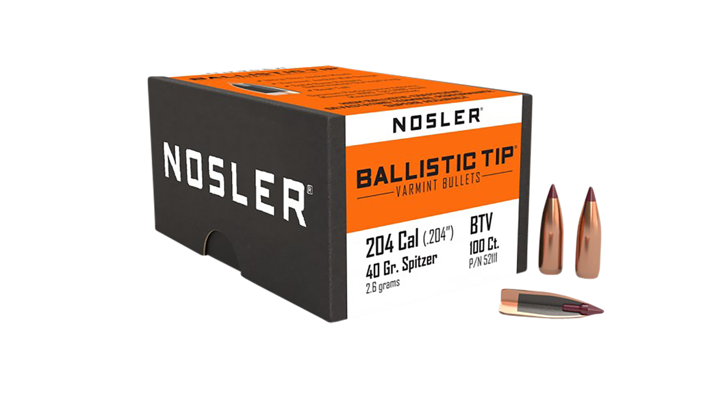 NOSLER BALLISTIC TIP, NOS 52111 BLSTC VAR .204 40 SPTZR   100