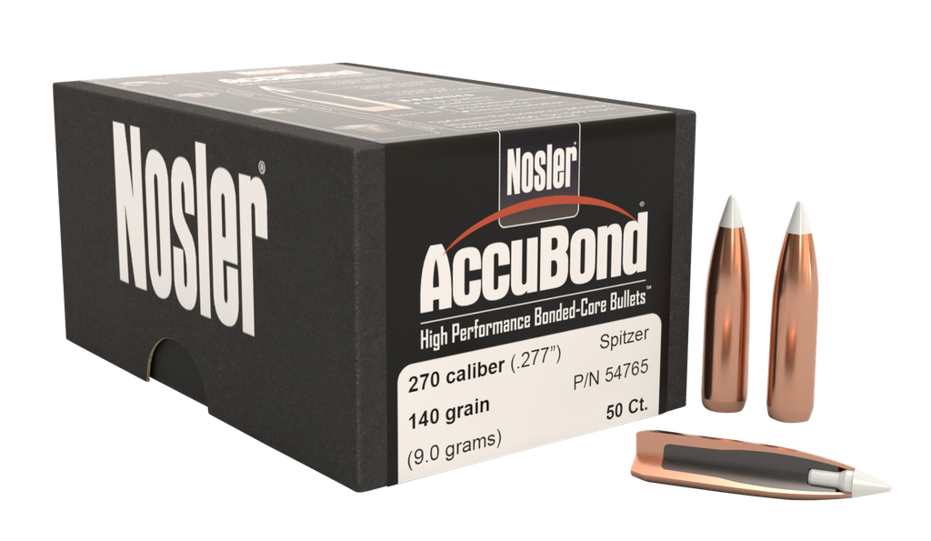 NOSLER 54765 ACCUBOND 270 CALIBER 140 GRAIN SPITZER POINT 50 CNT