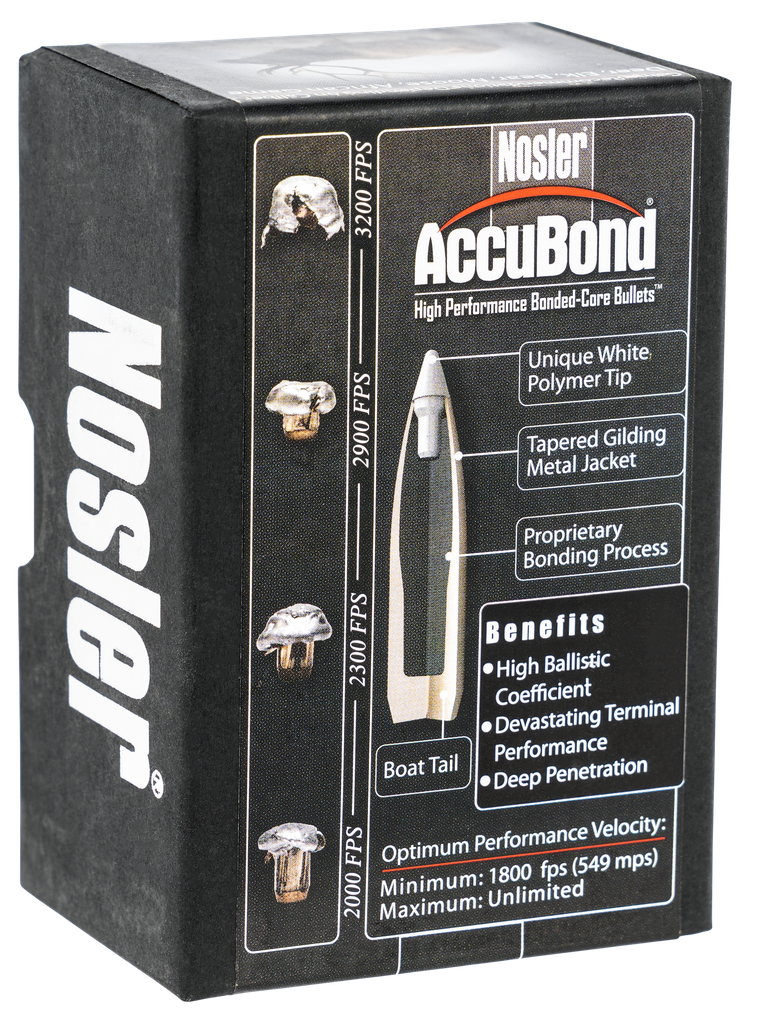 NOSLER 55602 ACCUBOND 30 CALIBER 165 GRAIN SPITZER POINT 50 CNT