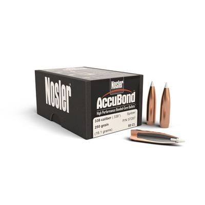 NOSLER 57287 ACCUBOND 338 CALIBER 250 GRAIN SPITZER POINT 50 CNT