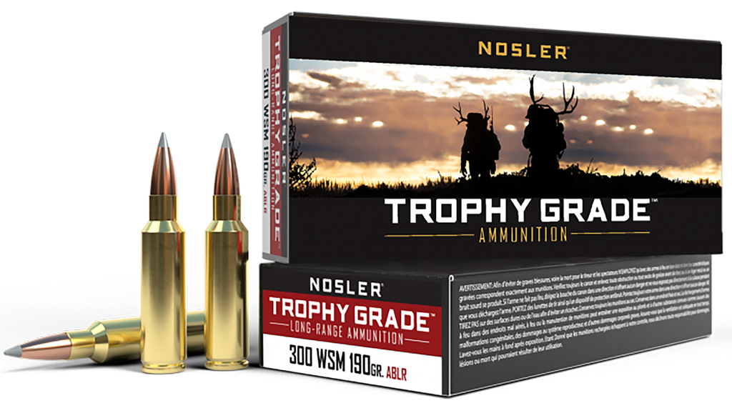 NOSLER 60106 TROPHY GRADE LONG-RANGE 300 WSM 190 GRAIN ABLR 20 RNDS