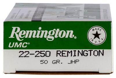 REMINGTON 23813 UMC 22-250 REM 50 GRAIN JACKETED HOLLOW POINT 20 RNDS