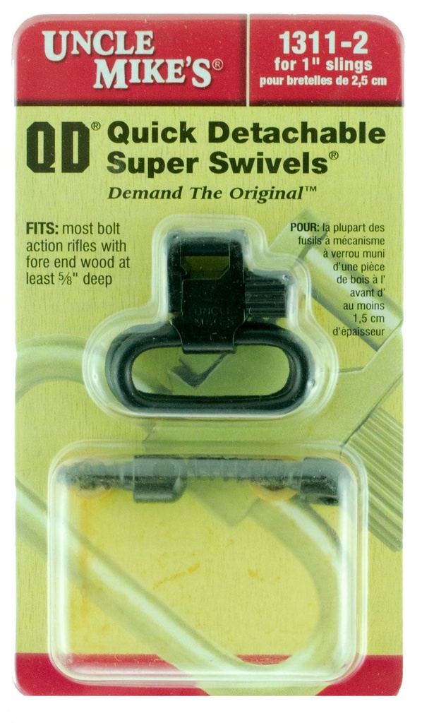 UNCLE MIKES 13112 SUPER SWIVEL QUICK DETACH 115 RGS TRI-LOCK BLUED 1 IN LOOP FOR MOST, RIFLES W/WOOD FOREND SWIVELS