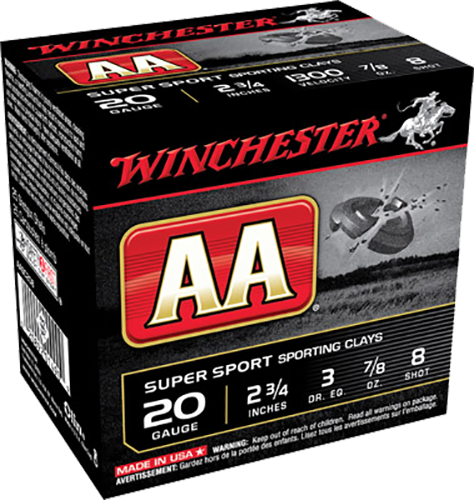 WINCHESTER AASC208 AA SUPER SPORT SPORTING CLAY 20 GA 2.75" 7/8OZ 8 SHOT 25 RNDS