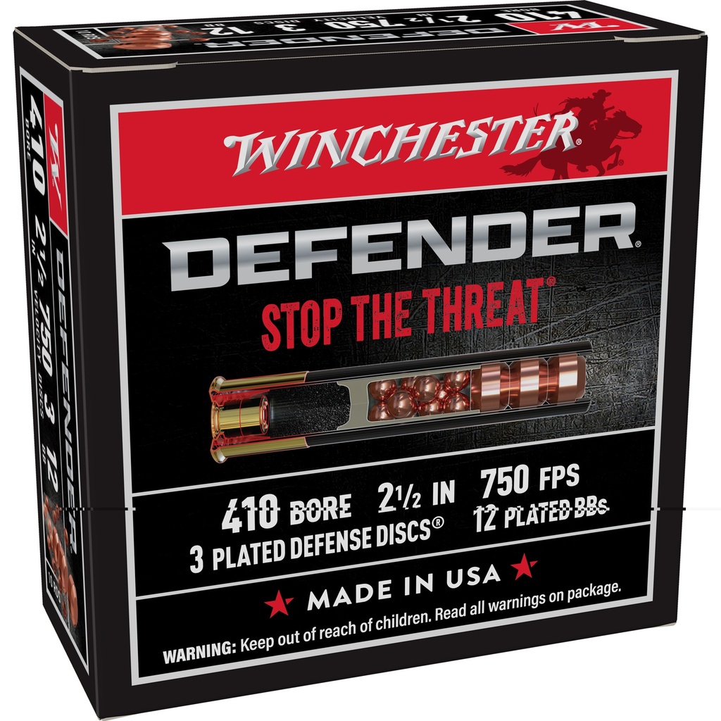 WINCHESTER S410PDX1 PDX1 DEFENDER 410 GAUGE 2.50" 3 DEFENSE DISCS 12 BBS SHOT 10 RNDS 