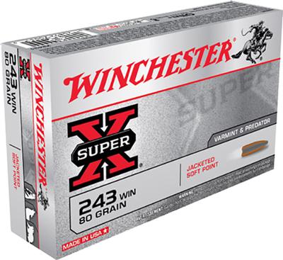 WINCHESTER X2431 SUPER X 243 WIN 80 GRAIN JSP 20 RNDS