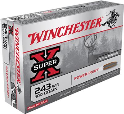 WINCHESTER X2432 243 WIN POWER-POINT 100 GRAIN 20 RNDS