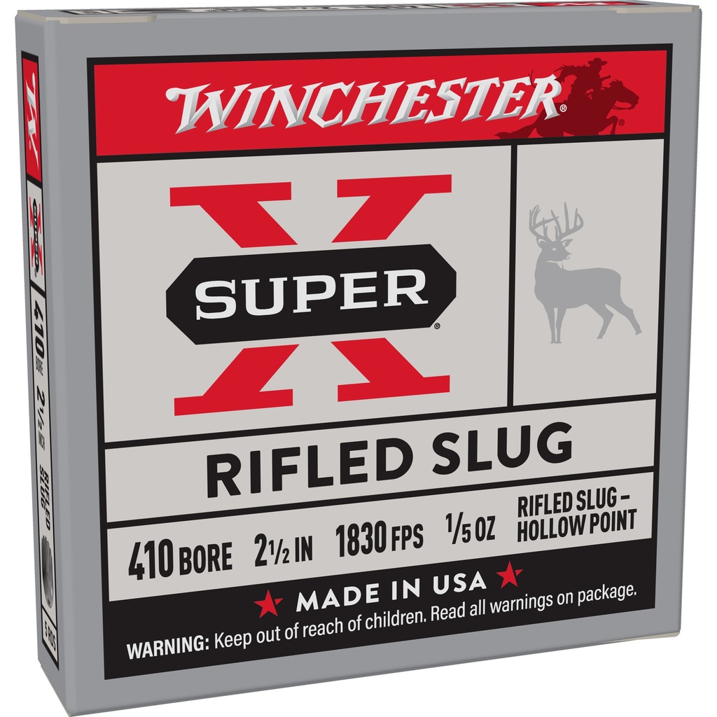 WINCHESTER X41RS5 SUPER-X 410 GAUGE 2.50" 1/5OZ RIFLED SLUG SHOT 5 RNDS 