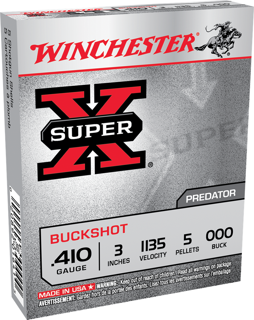 WINCHESTER XB413 SUPER X 410 GAUGE 3" 5 PELLETS 000 BUCK SHOT 5 RNDS
