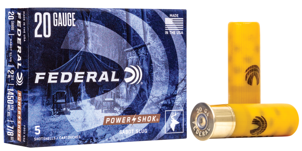 FEDERAL F203SS2 POWER-SHOK 20 GA 2-3/4" 7/8OZ SABOT SLUG 5 RNDS