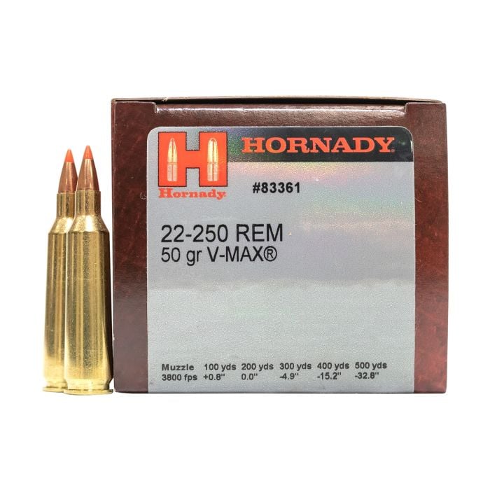 HORNADY 83361 22-250 REM CUSTOM 50GR V-MAX 50RNDS