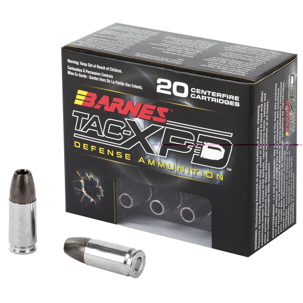 BARNES BULLETS 21551 TAC-XPD DEFENSE HANDGUN 9MM LUGER +P 115 GRAIN 20 RNDS