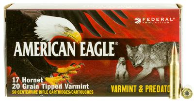 FEDERAL AE17H20TVP 17 HORNET AMERICAN EAGLE 20 GR TIPPED VARMINT TARGET 