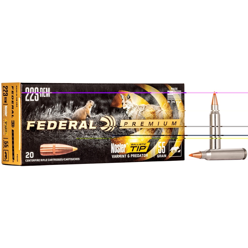 FEDERAL PREMIUM FEP223F 223 REM 55 GRAIN BALISTIC TIP 20 RNDS 