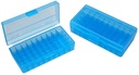 MTM CASE-GARD P509M24 AMMO BOX FLIP-TOP MULTI CALIBER HANDGUN CLEAR BLUE POLYPROPYLENE 50RD