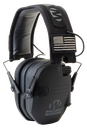 WALKER'S GWP-RSEMPAT RAZOR PATRIOT SLIM ELECTRONIC MUFF 23 DB OVER THE HEAD BLACK W/FLAG PATCH POLYMER
