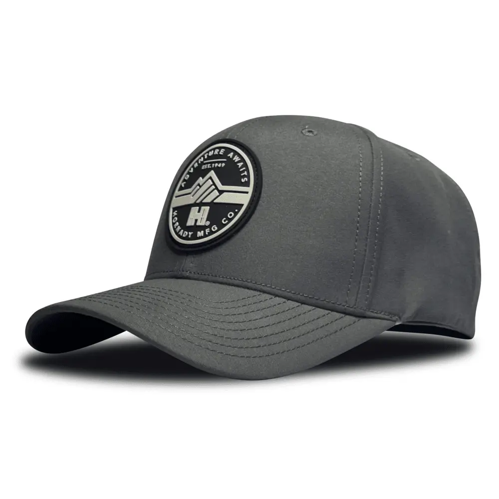 HORNADY 32990 GREY HAT WITH SILVER MOUNTAIN PATCH