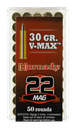 HORNADY 83202  22WMR 30GR V-MAX 50 RNDS