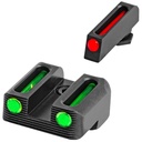 TRUGLO FIBER OPTIC SIGHT SET FOR GLOCK 17, 17L, 19, 22, 23, 24, 26, 27, 33, 34, 35, 38, 39 GEN 1, 2, 3, 4, 5 STEEL FIBER OPTIC RED FRONT, GREEN REAR